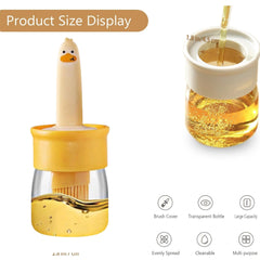 2-in-1 Oil Dispenser Bottle with Silicone Brush – Heat Resistant Glass Oil Bottle for Cooking, BBQ & Baking