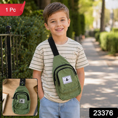 Kids Multi Pocket Sling Crossbody Chest Bag Canvas Bag for Little Boys Girls