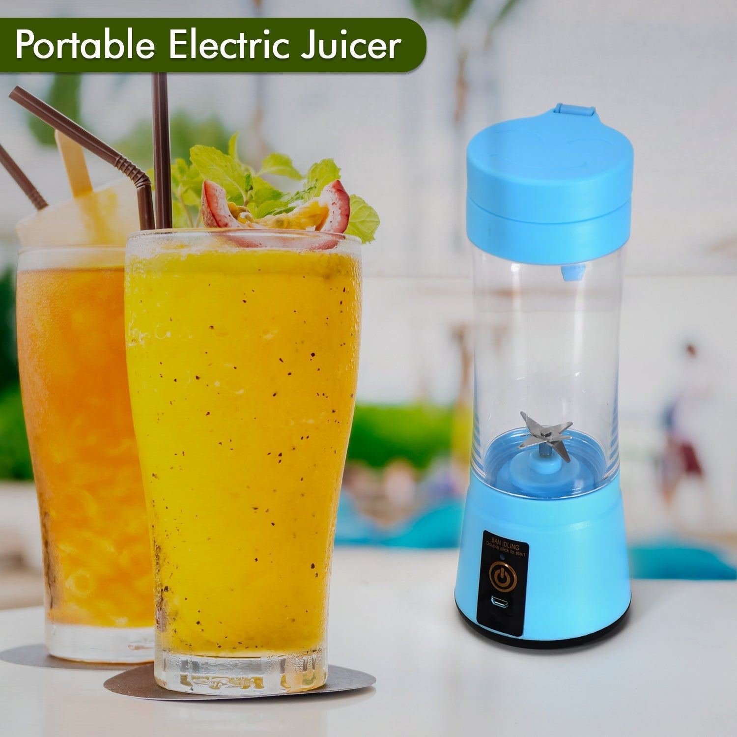 Portable USB Rechargeable 6-Blade Juicer Blender for Fresh Drinks