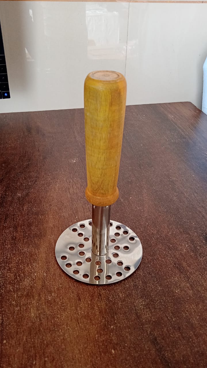 Stainless Steel Potato Masher – Wooden Handle, Durable | Quickslice