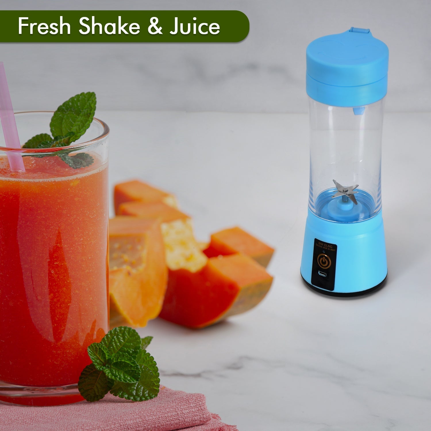 Portable USB Rechargeable 6-Blade Juicer Blender for Fresh Drinks
