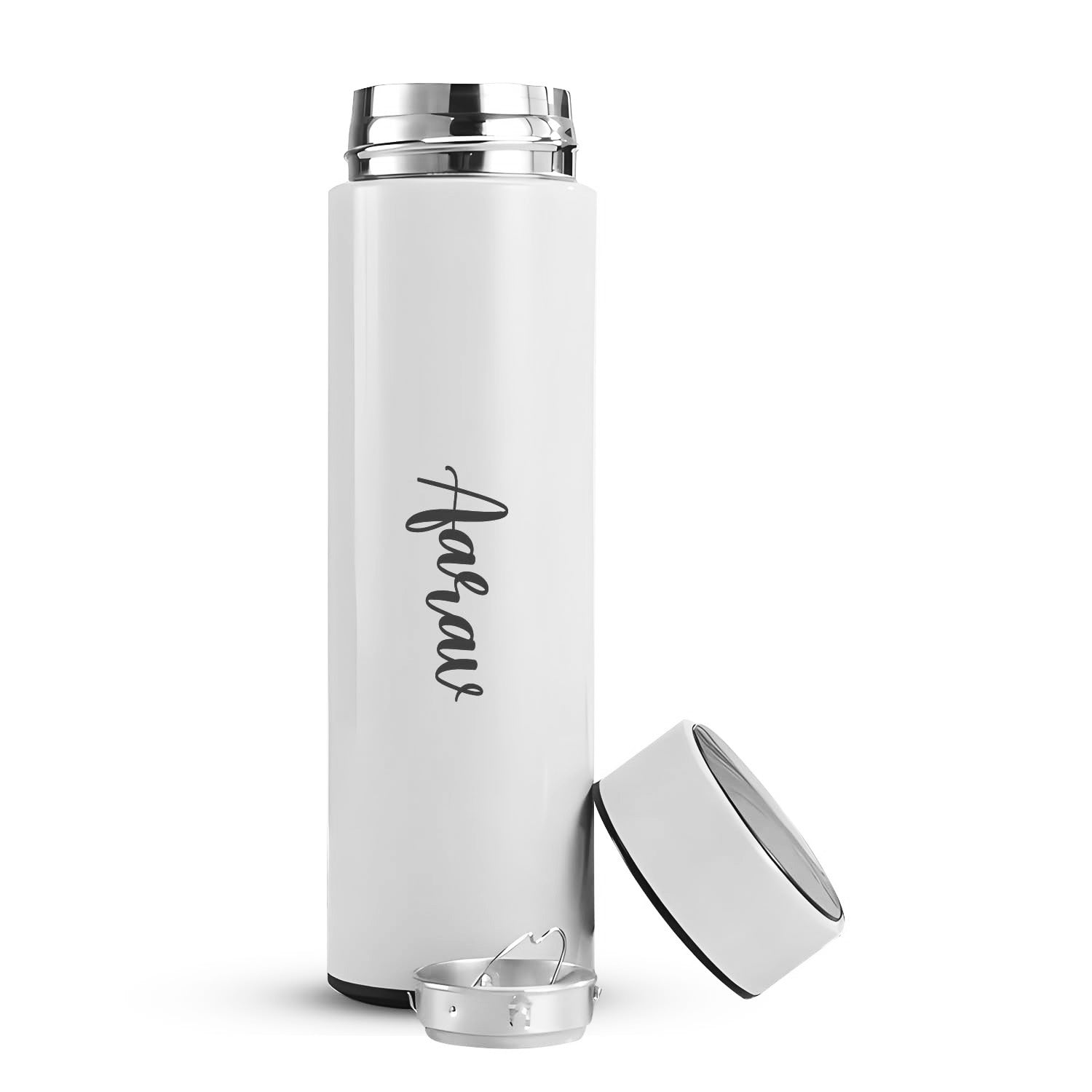 Side view of the 500ml personalized smart water bottle, showcasing its ergonomic shape.