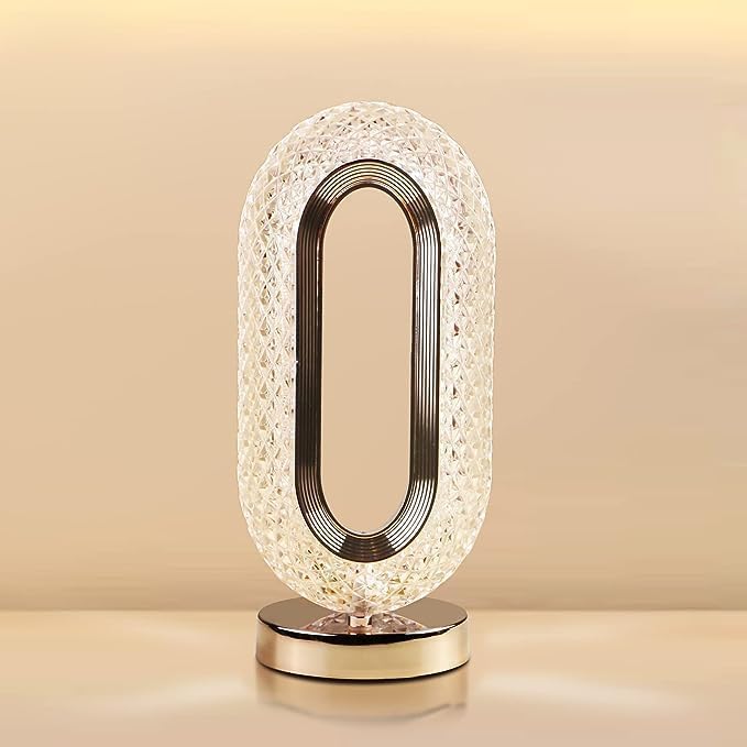 Crystal Oval Touch Table Lamp with 3 Light Modes & Dimming