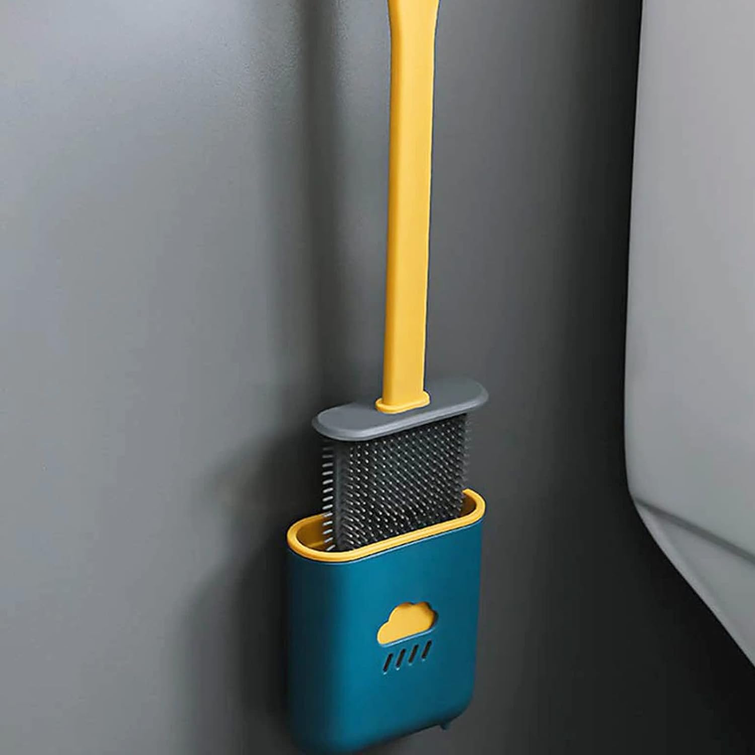 Silicone Toilet Brush – Quick-Dry Holder, Flexible Bristles | Velvet Wipe
