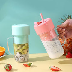 Portable USB Rechargeable 6-Blade Juicer Blender – 420ml Travel Smoothie Maker with Handle & Straw
