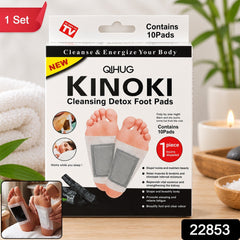 Kinoki Cleansing Detox Foot Pads box with "1 Set" and product code "22853" overlaid.