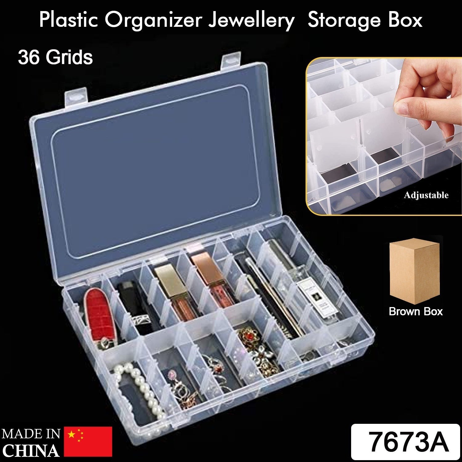 Plastic Organizer Box – 36 Grids, Adjustable Dividers | Organivo