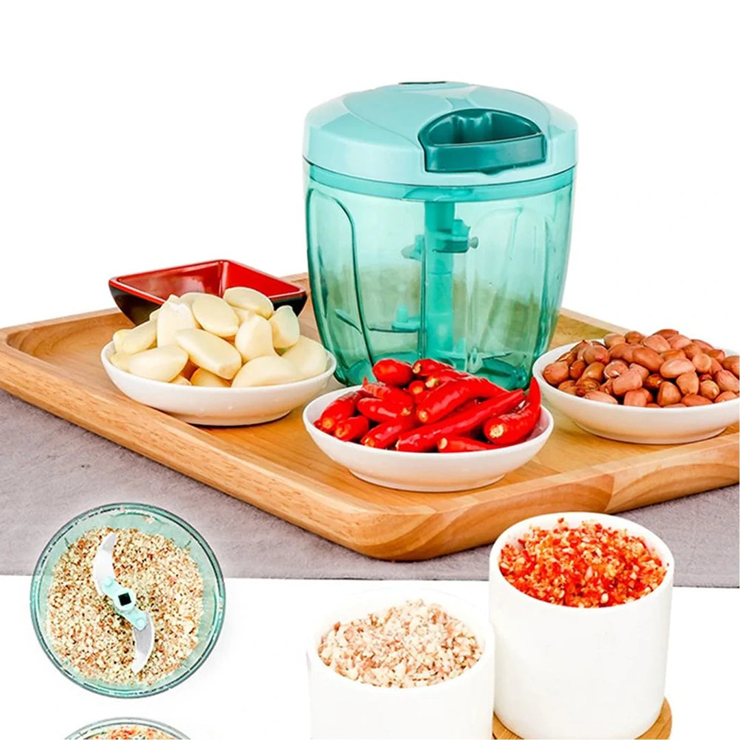 Manual Stainless Steel Vegetable & Fruit Chopper with 5 Sharp Blades | High-Capacity Food Cutter for Kitchen, Travel & Camping