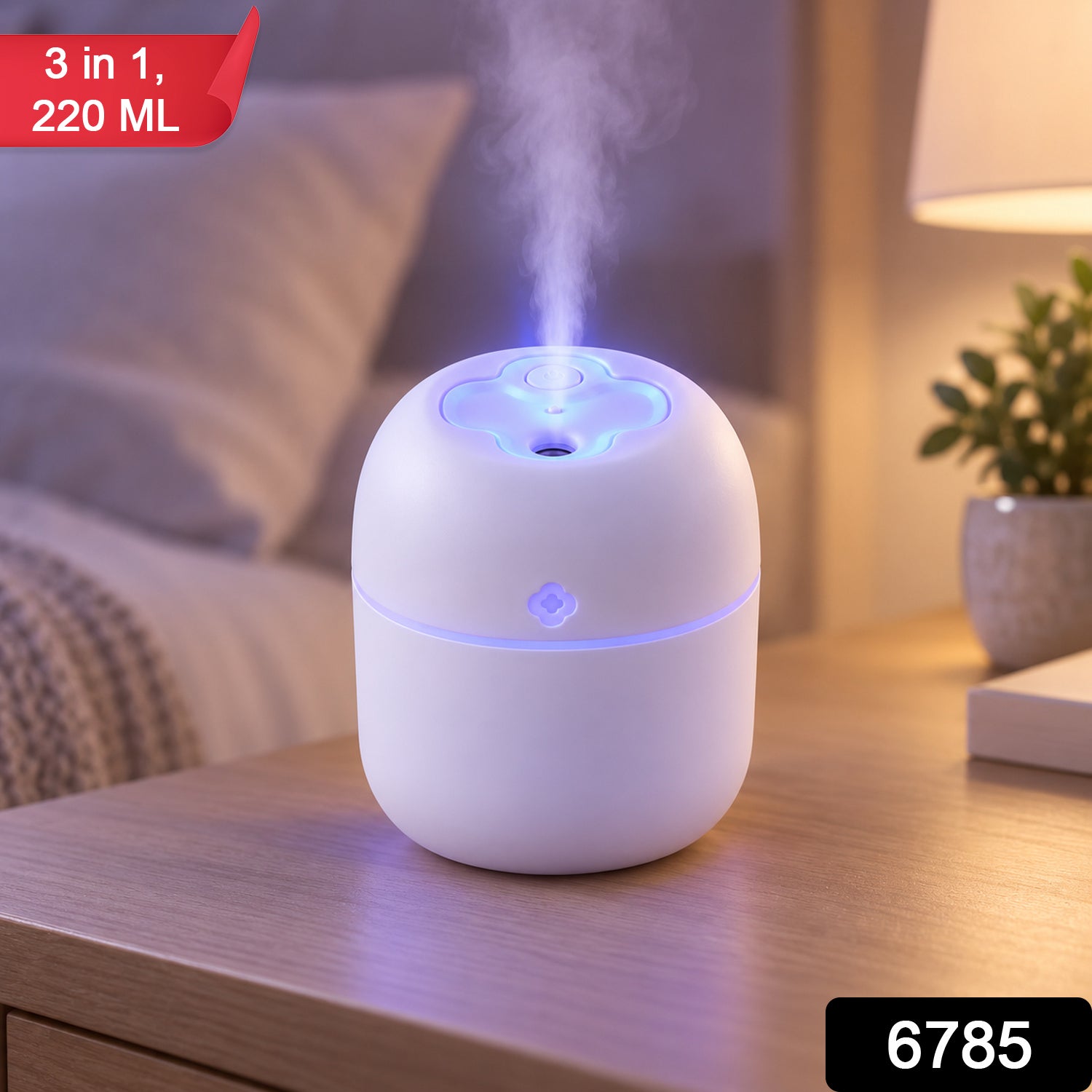 Portable Mini USB Humidifier with Night Light – 220 ML Cool Mist Diffuser for Home, Office & Travel