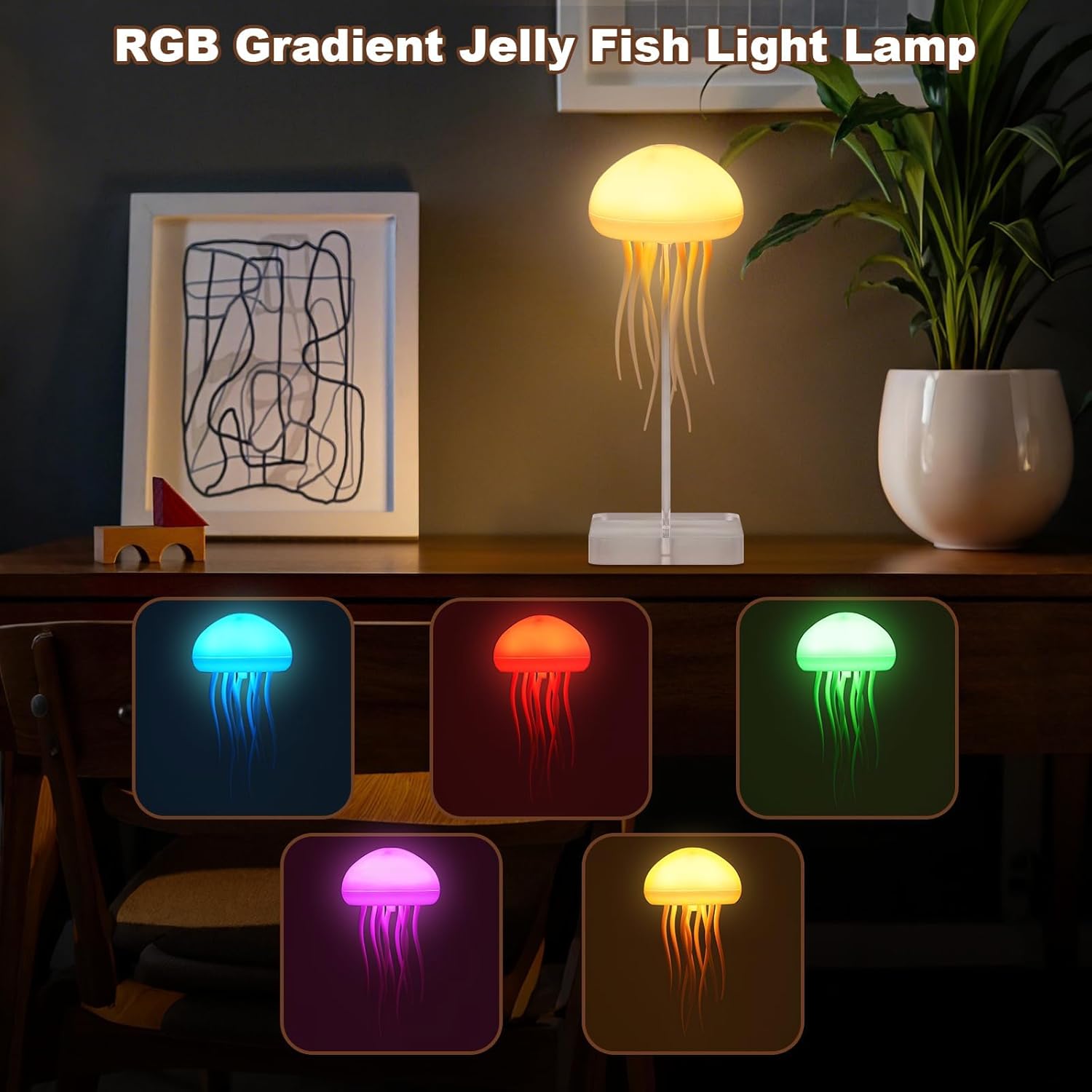 Jellyfish Night Light Lamp | Warm LED Ambient Mood Light for Bedroom & Home Decor