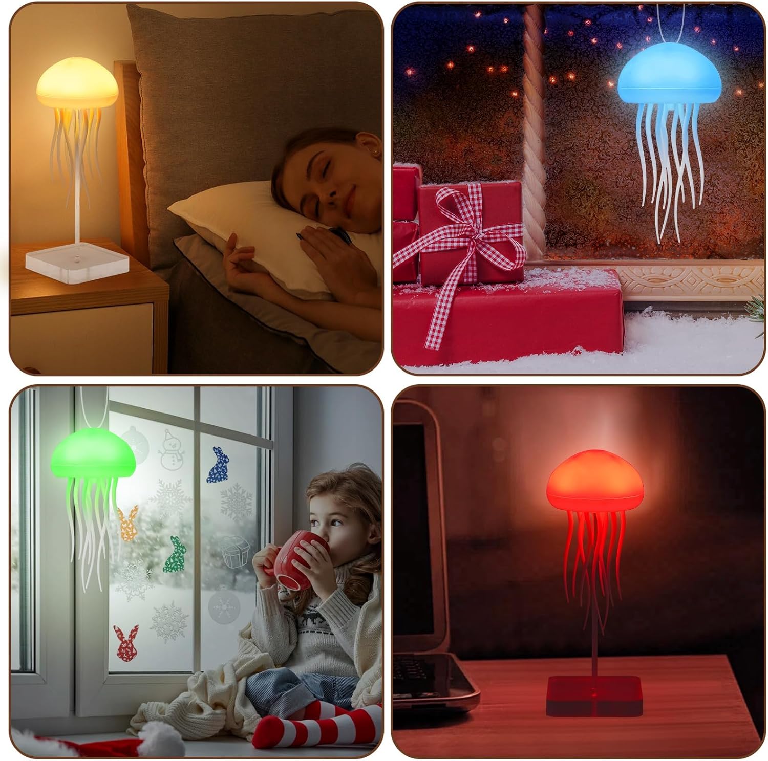 Jellyfish Night Light Lamp | Warm LED Ambient Mood Light for Bedroom & Home Decor