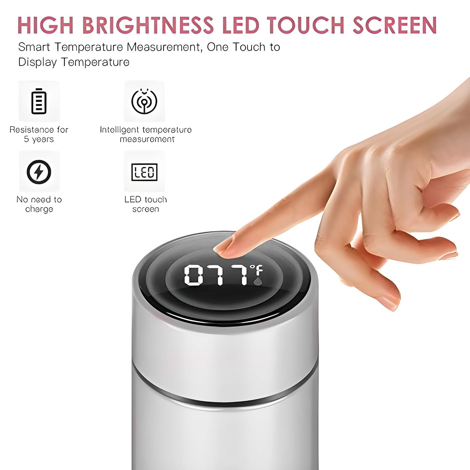 Personalized Smart Water Bottle – Temp Display 500ml | CustomSpot
