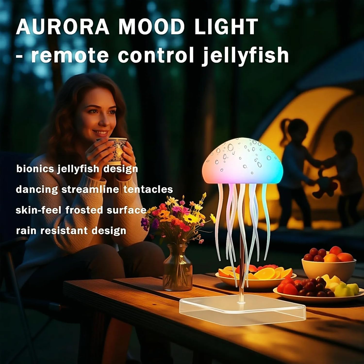Jellyfish Night Light Lamp | Warm LED Ambient Mood Light for Bedroom & Home Decor