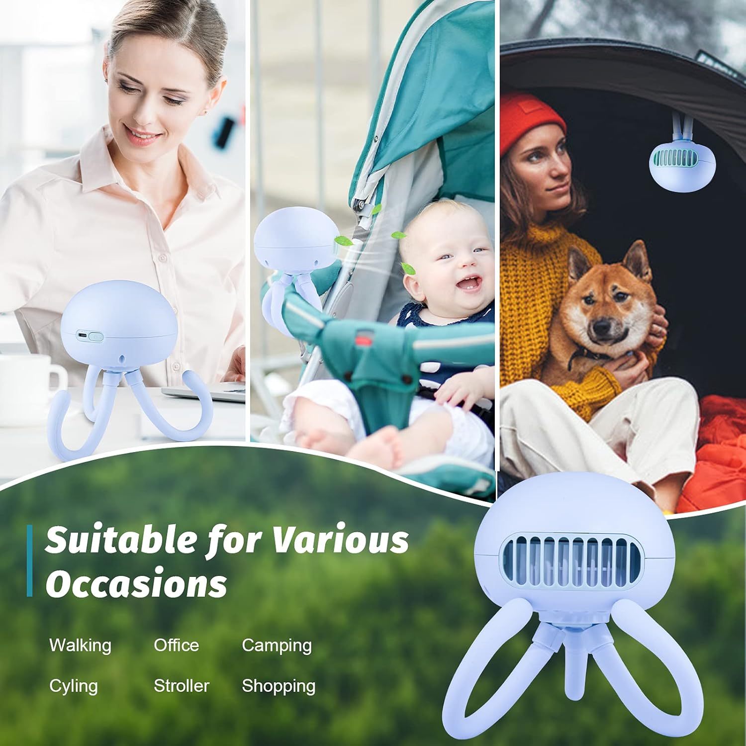 Mini Projector Fan with Tripod Stand | Rechargeable Portable Cooling Fan with Star Light for Desk & Kids Room