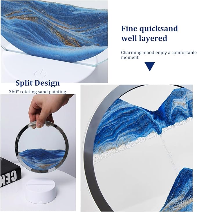 Round Sand Art LED Table Lamp Decorative Night Light