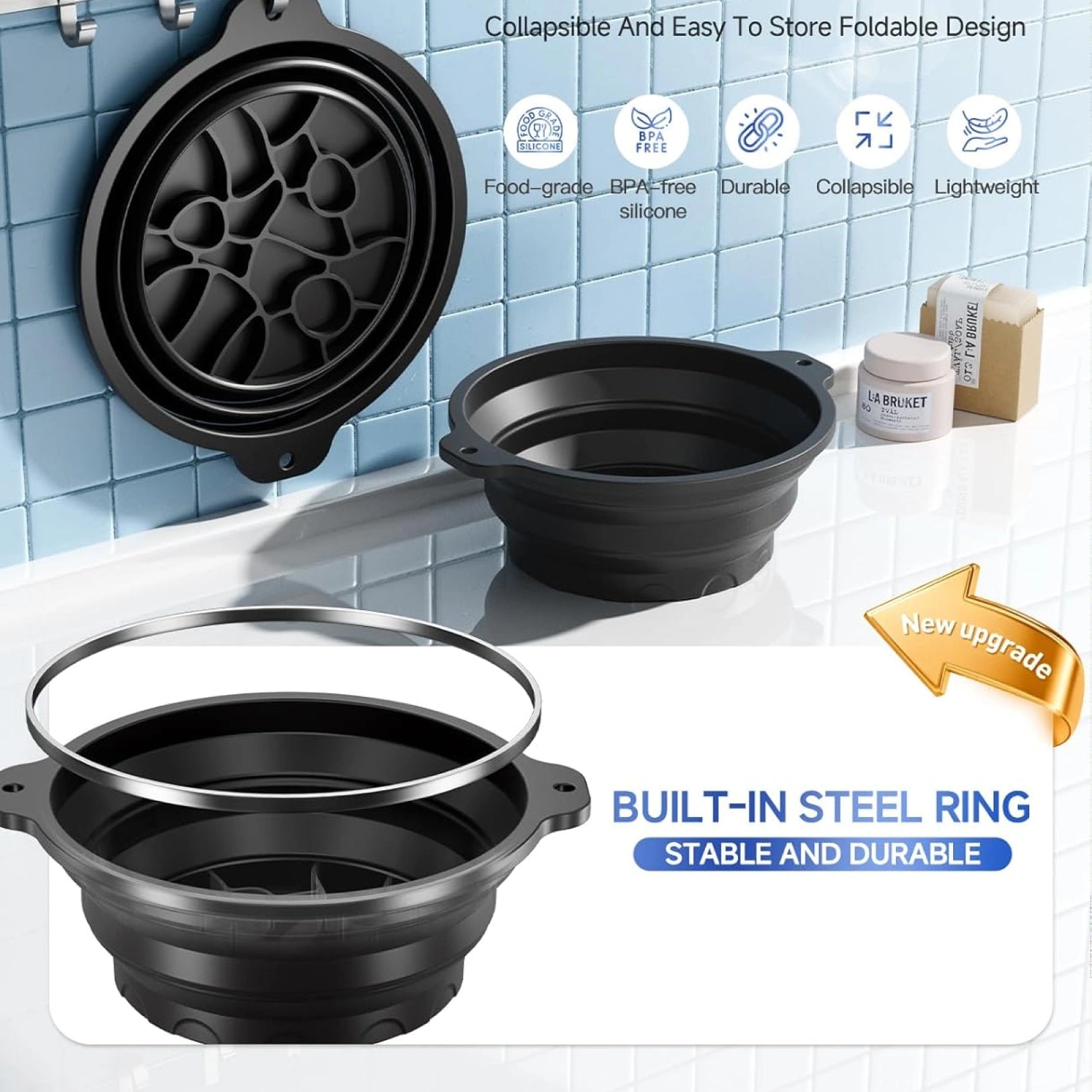 Ice Facial Bowl with Ice Tray | Foldable Silicone Ice Bath Bowl for Skin Tightening & Face Care