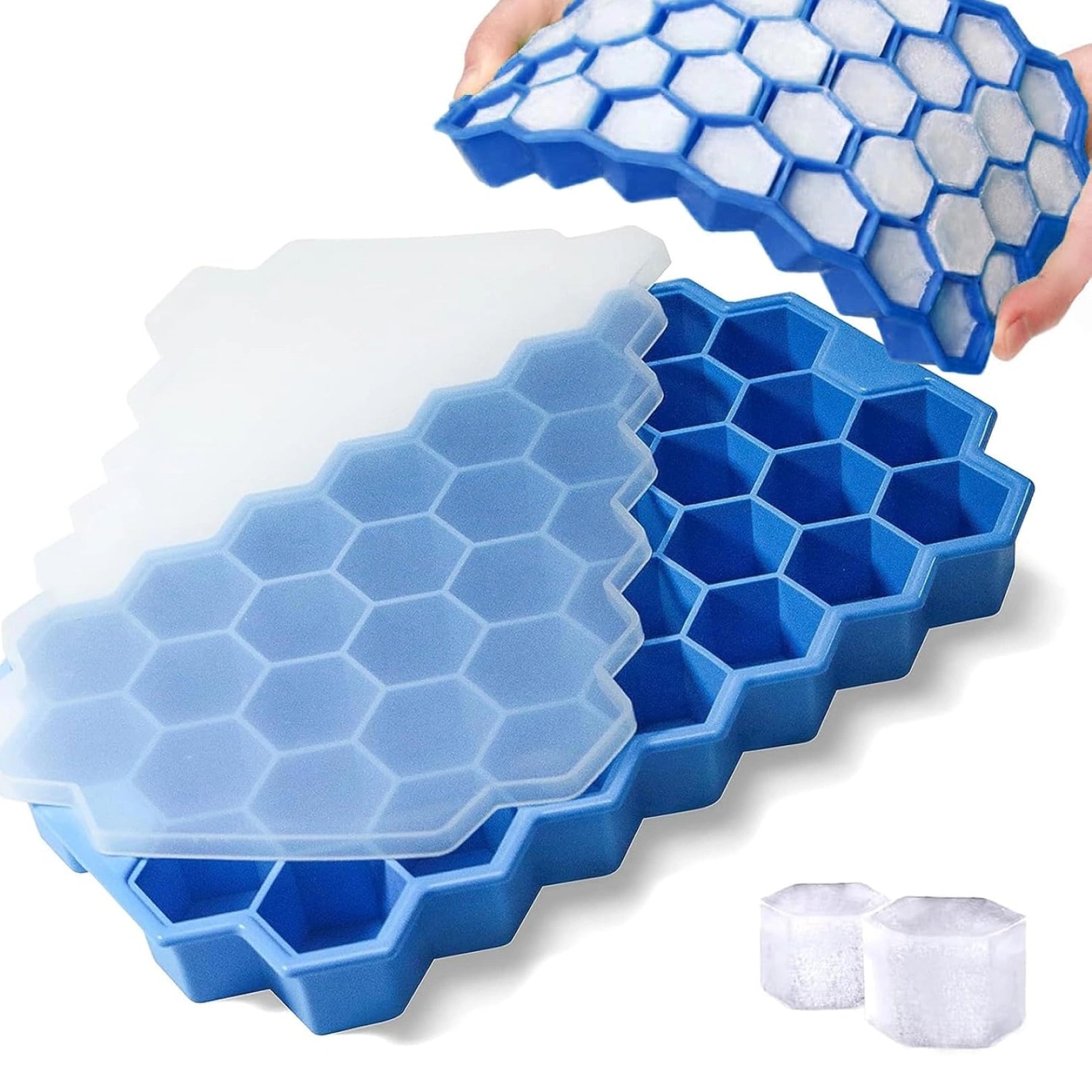 Silicone Ice Cube Tray 37 Grid | Honeycomb Flexible Ice Mould for Drinks, Whiskey & Kitchen Use