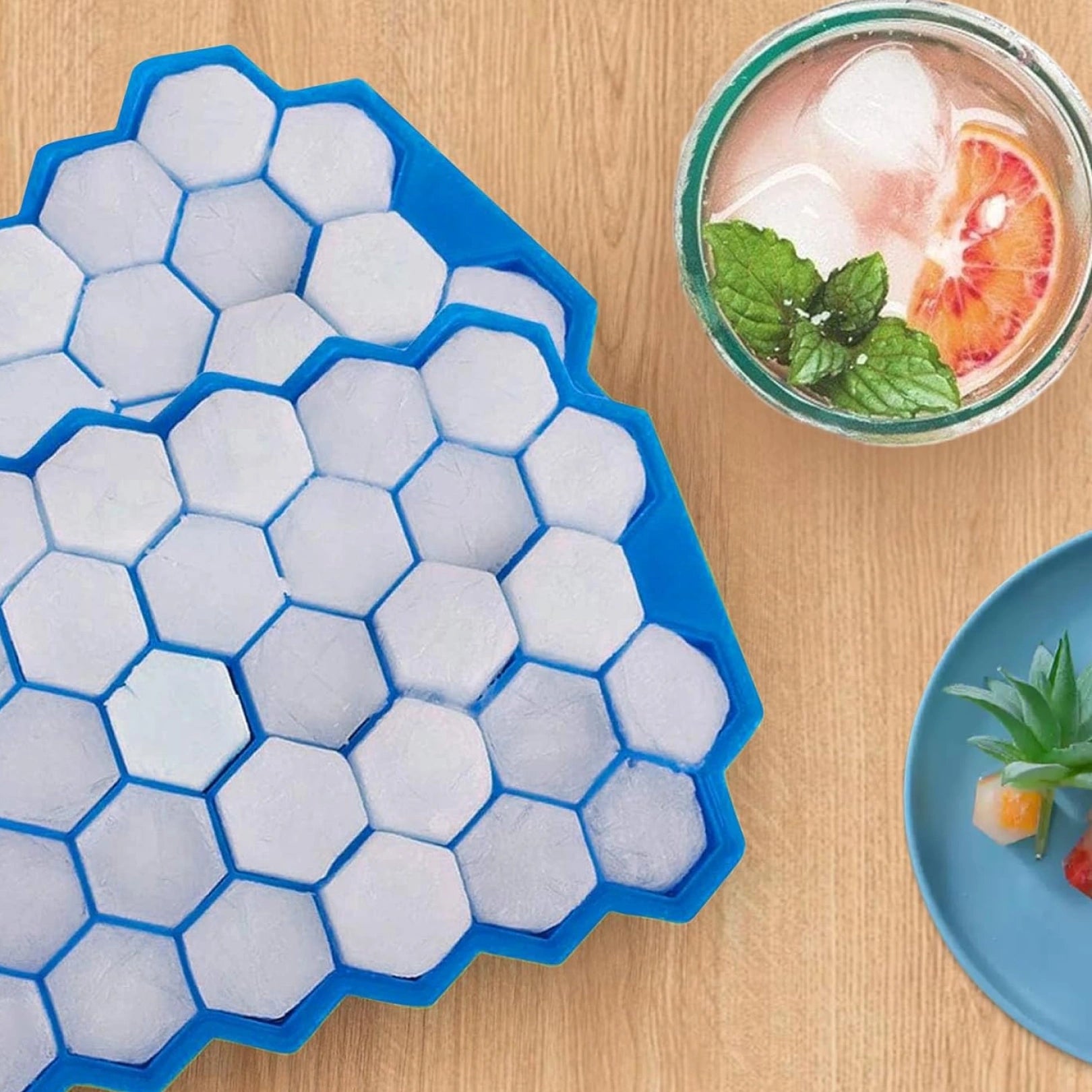 Silicone Ice Cube Tray 37 Grid | Honeycomb Flexible Ice Mould for Drinks, Whiskey & Kitchen Use