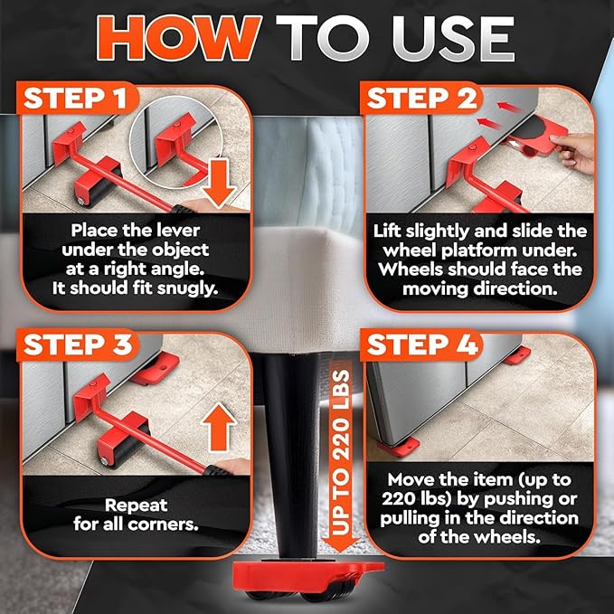 Heavy Furniture Lifter & Moving Tool Set | 5-in-1 Furniture Shifting Kit