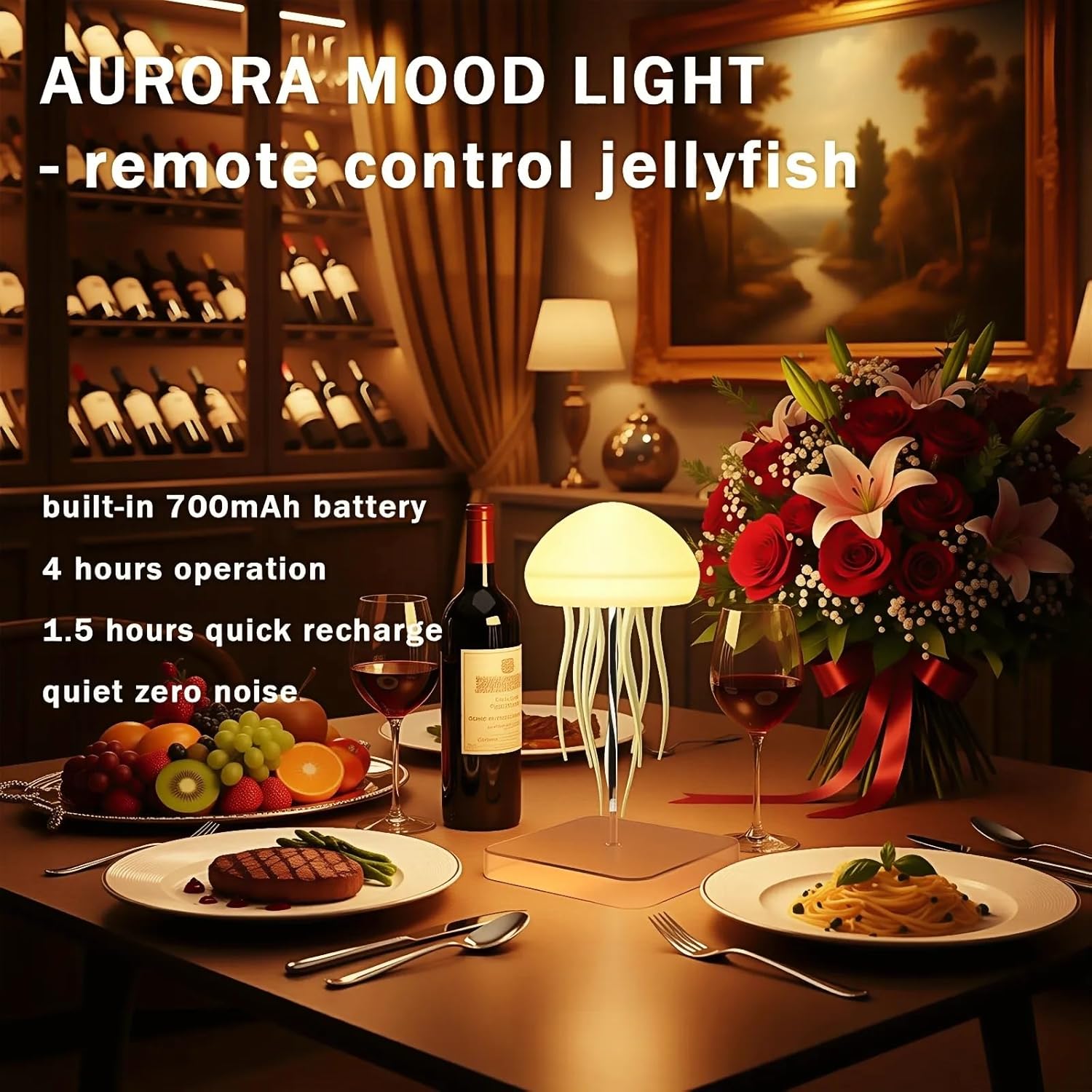 Jellyfish Night Light Lamp | Warm LED Ambient Mood Light for Bedroom & Home Decor