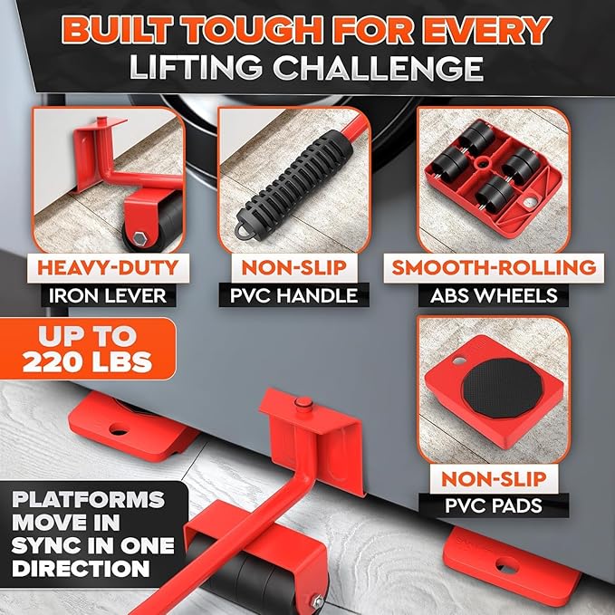 Heavy Furniture Lifter & Moving Tool Set | 5-in-1 Furniture Shifting Kit