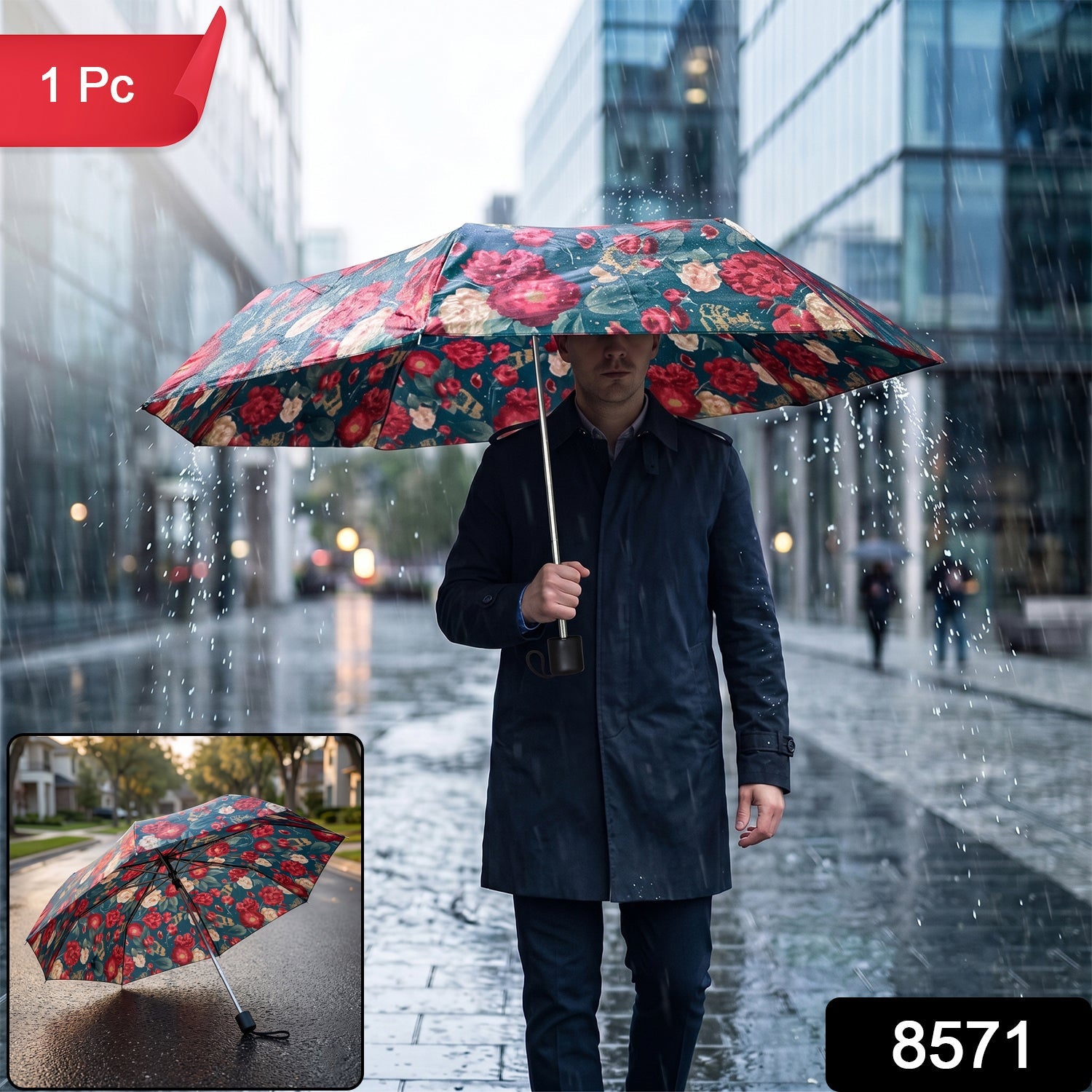 Lightweight Foldable Floral Umbrella for Rain, Sun and Everyday Travel Use