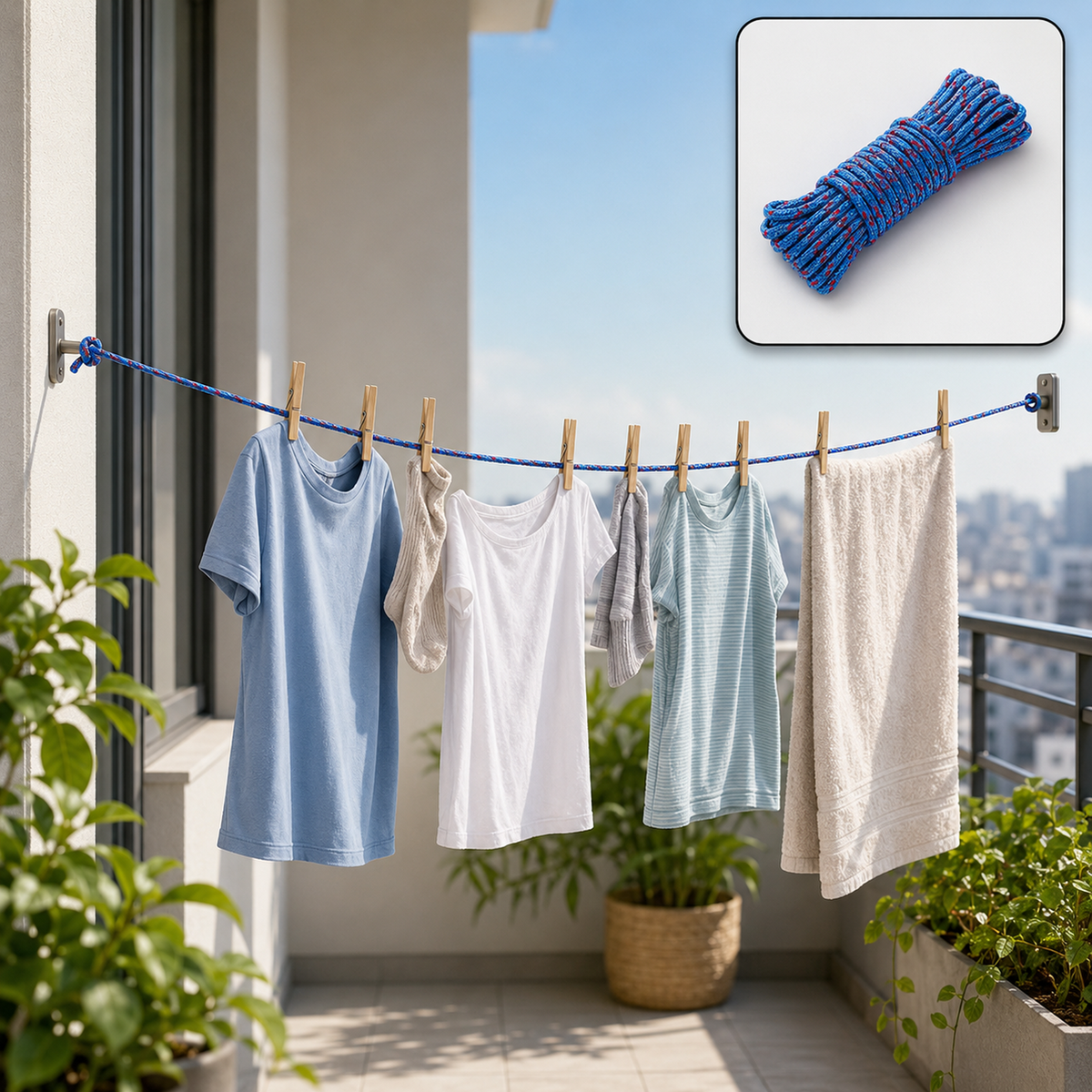 Heavy Duty Nylon Clothesline - Sturdy 10 Meter Drying Rope