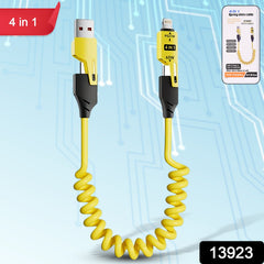 Compact coiled 4-in-1 spring fast charging cable by Gambit