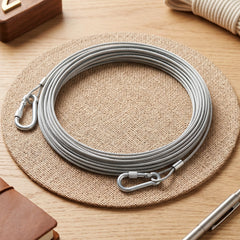 Cloth Drying Wire Rope 5 Meter Stainless Steel with Carabiner Hooks