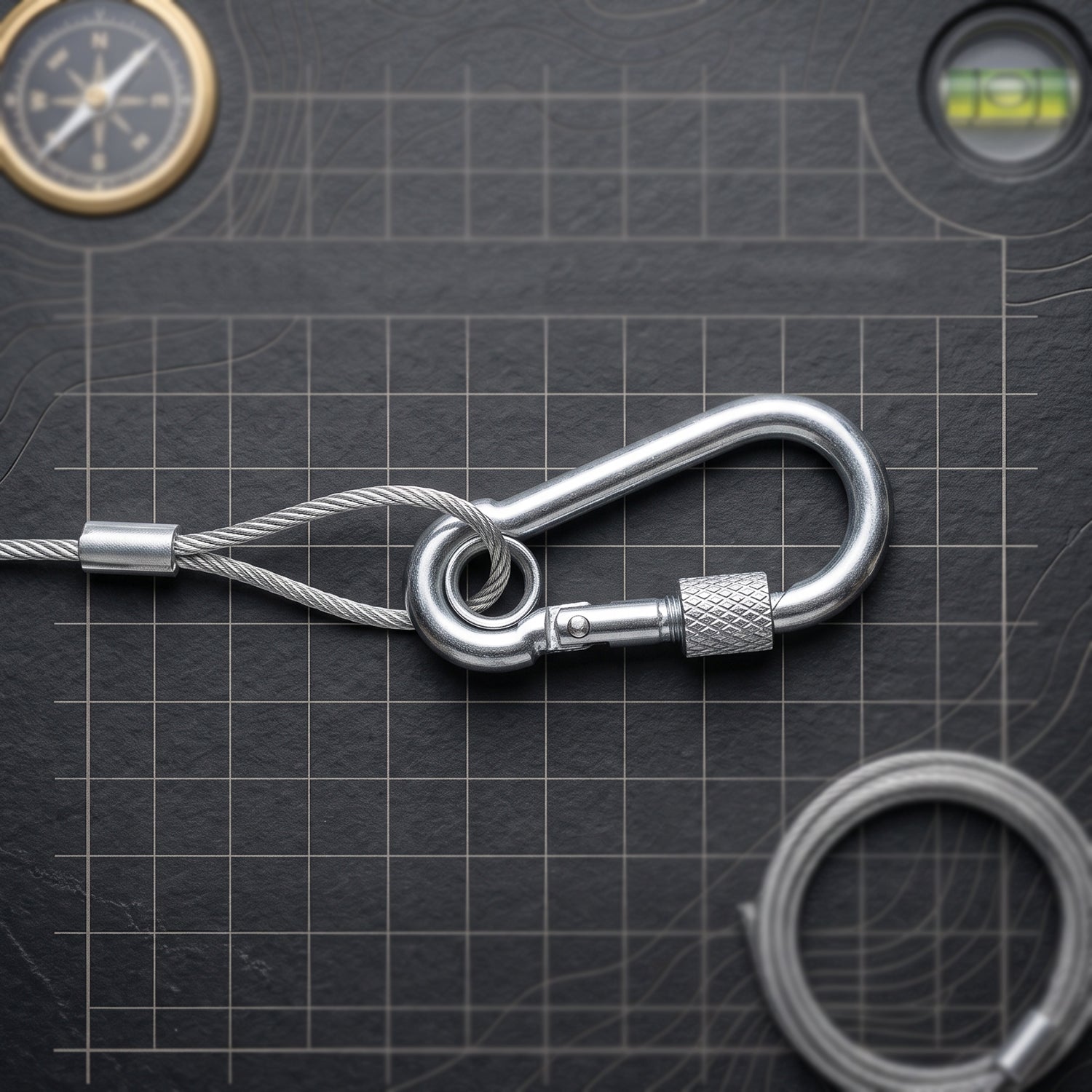 Cloth Drying Wire Rope 5 Meter Stainless Steel with Carabiner Hooks