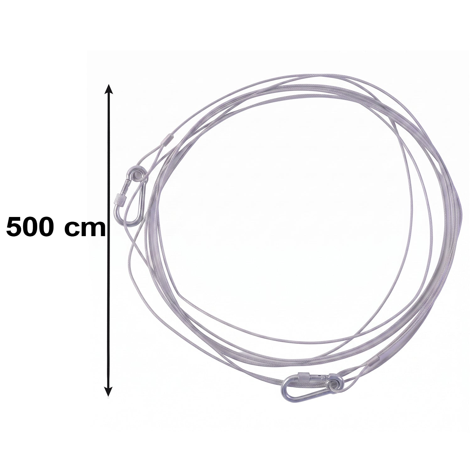 Cloth Drying Wire Rope 5 Meter Stainless Steel with Carabiner Hooks
