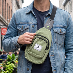 Kids Multi Pocket Sling Crossbody Chest Bag Canvas Bag for Little Boys Girls