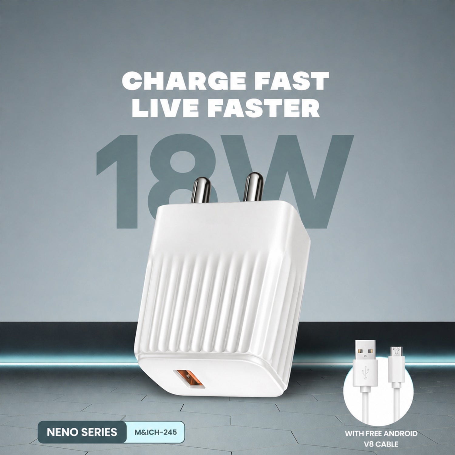 USB charging adapter with Micro USB cable plugged in