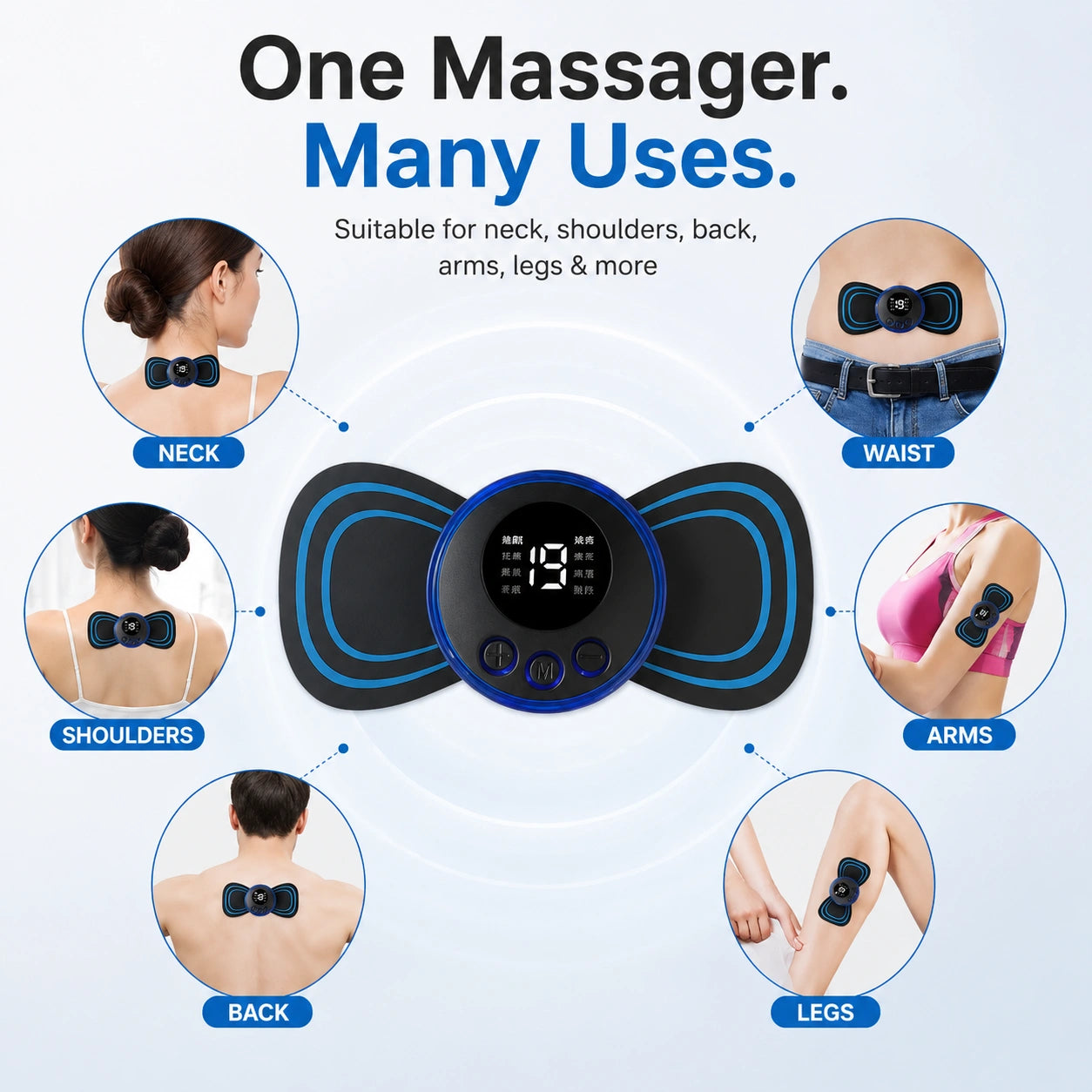 EMS Neck Massager USB Rechargeable | Portable Cervical & Body Pain Relief Massager with 8 Modes