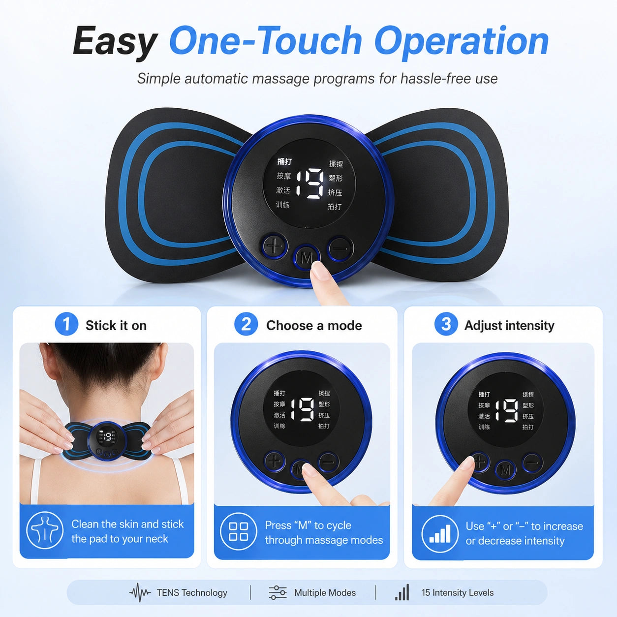 EMS Neck Massager USB Rechargeable | Portable Cervical & Body Pain Relief Massager with 8 Modes