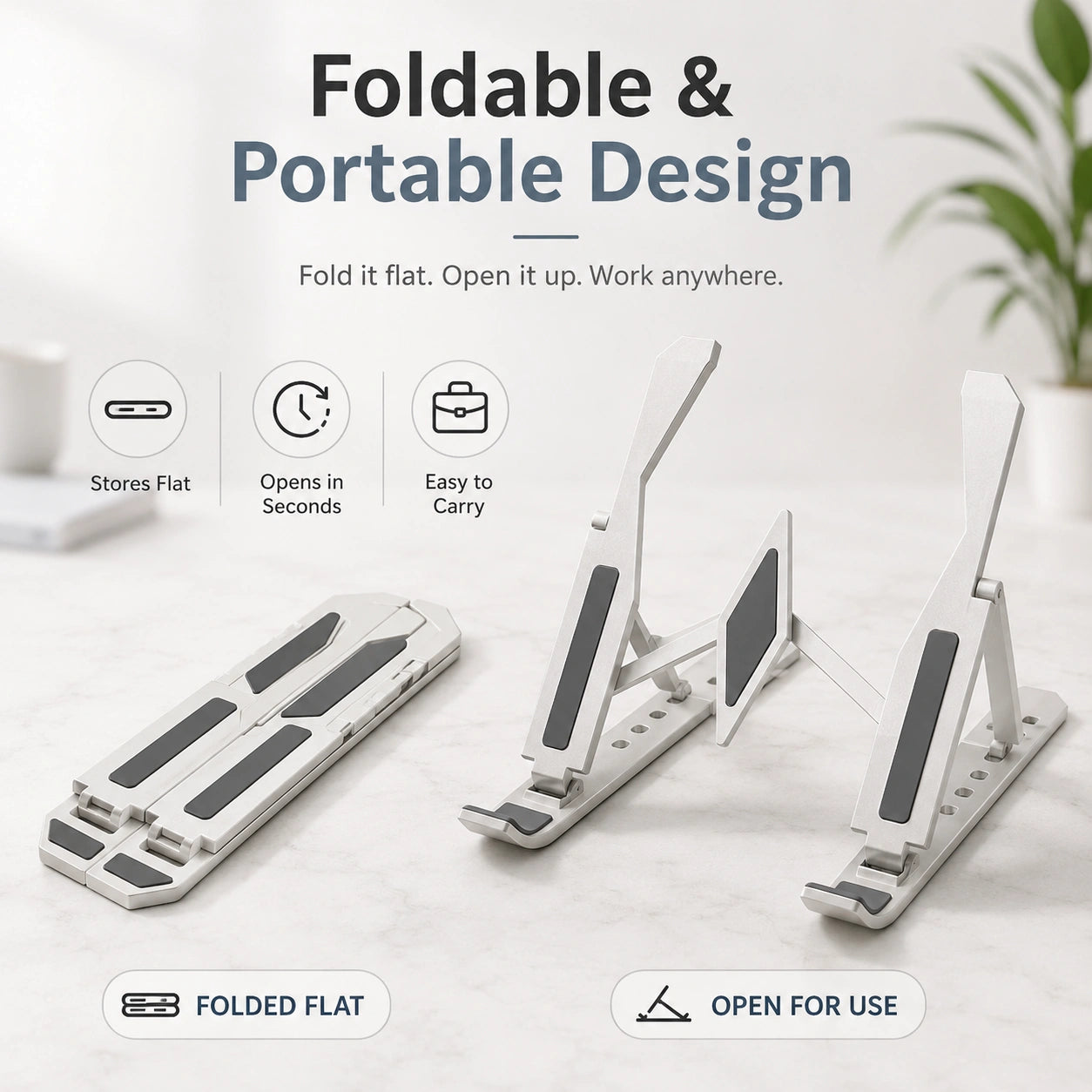 Multi-Position Adjustable Tablet, Mobile & Laptop Stand | Ergonomic Bracket Holder with Foldable Legs & High-Quality Fibre (1 Pc)