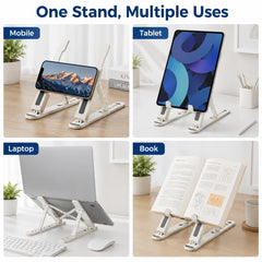 Multi-Position Adjustable Tablet, Mobile & Laptop Stand | Ergonomic Bracket Holder with Foldable Legs & High-Quality Fibre (1 Pc)