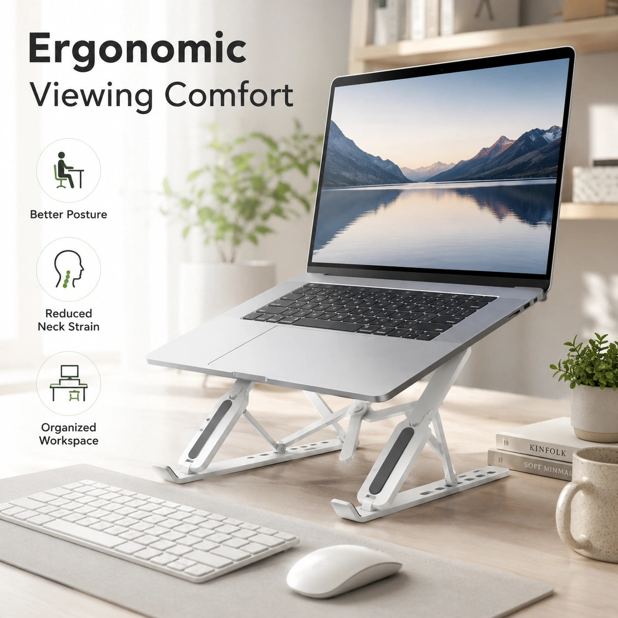Multi-Position Adjustable Tablet, Mobile & Laptop Stand | Ergonomic Bracket Holder with Foldable Legs & High-Quality Fibre (1 Pc)