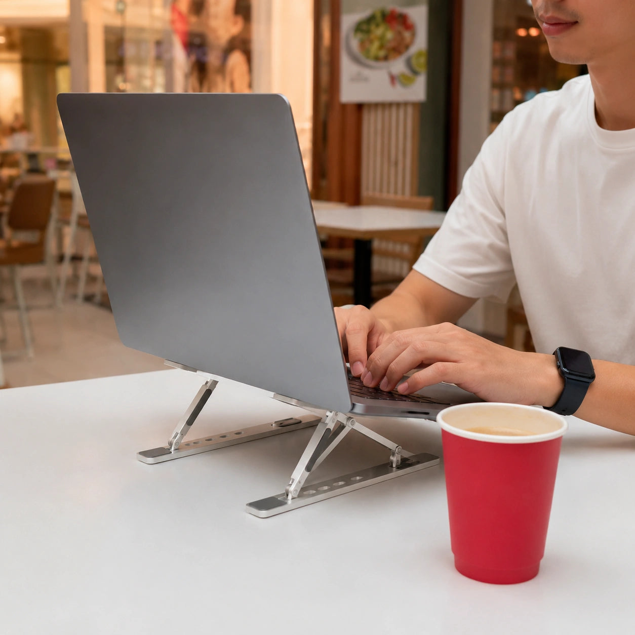 Multi-Position Adjustable Tablet, Mobile & Laptop Stand | Ergonomic Bracket Holder with Foldable Legs & High-Quality Fibre (1 Pc)