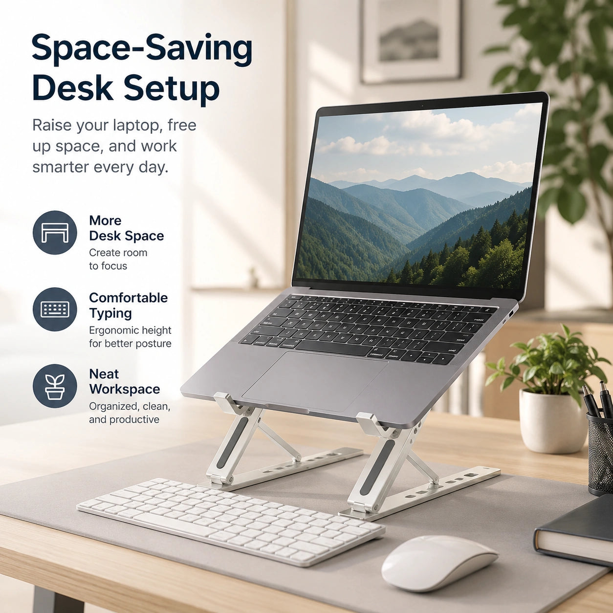 Multi-Position Adjustable Tablet, Mobile & Laptop Stand | Ergonomic Bracket Holder with Foldable Legs & High-Quality Fibre (1 Pc)
