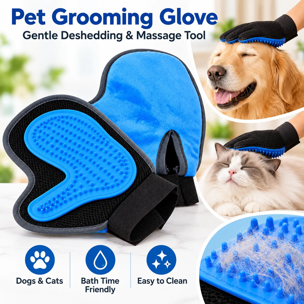 Pet Grooming Glove -nbsp Humanized Descending Brush Glove (1 Pc)