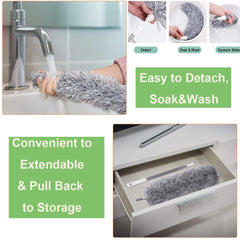 Extendable Microfiber Duster with Bendable Head – Ceiling & Fan Cleaning Brush
