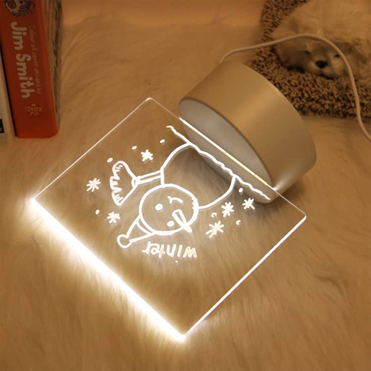 LED Acrylic Message Board Lamp – USB Writing Light with Erasable Marker