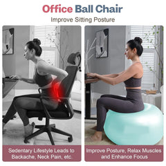 Heavy Duty 75cm Gym Ball | Non-Slip Anti-Burst Stability Ball with Foot Pump for Full Body Fitness