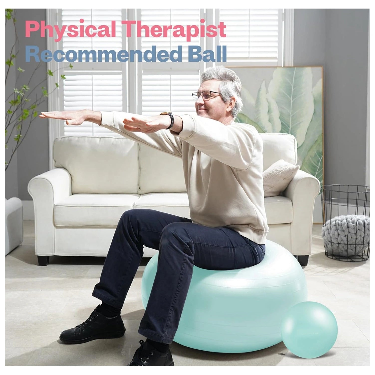 Heavy Duty 75cm Gym Ball | Non-Slip Anti-Burst Stability Ball with Foot Pump for Full Body Fitness