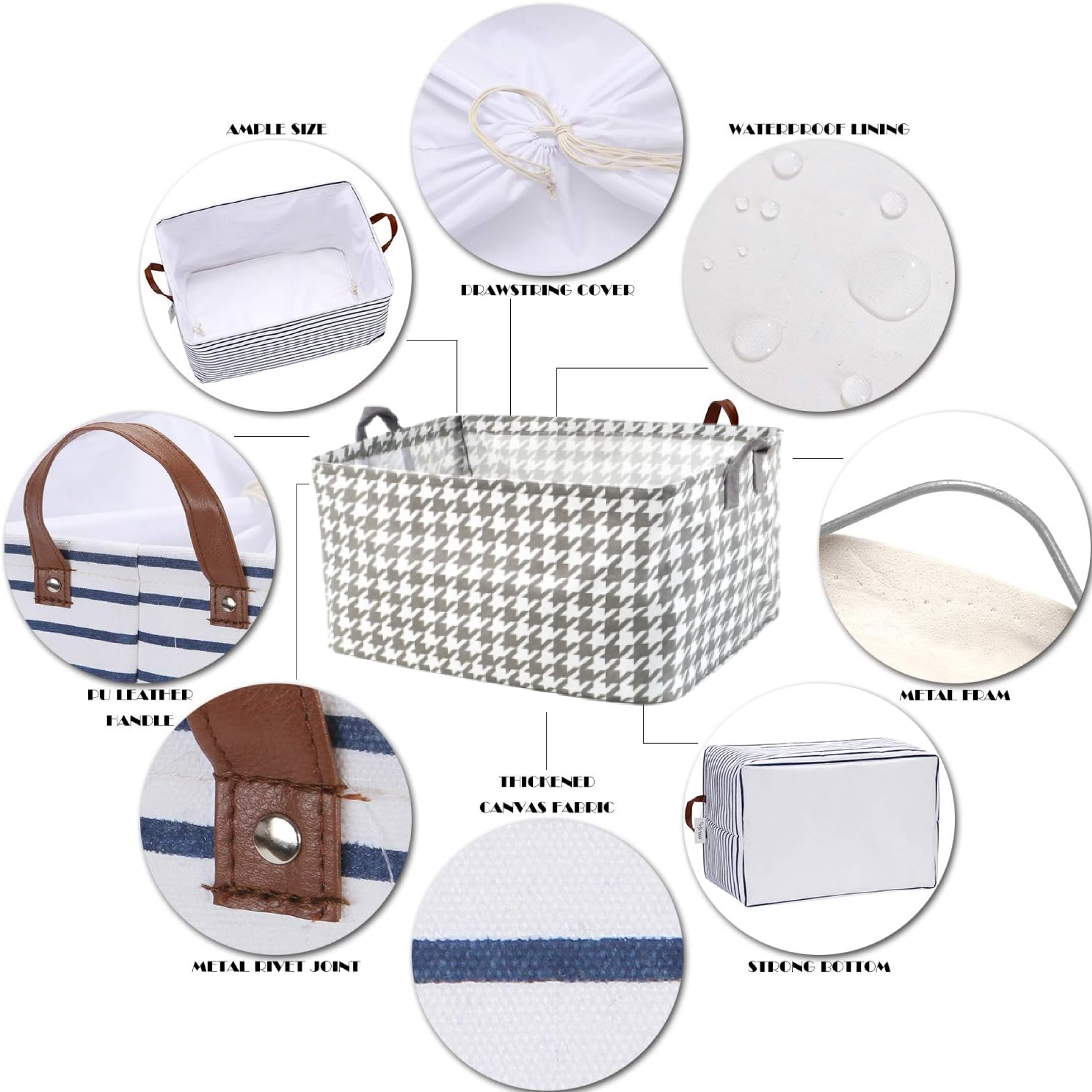 Foldable Fabric Storage Box with Handles | Large Capacity Cloth Organizer Basket for Clothes, Toys & Household Storage (47 × 28 cm)