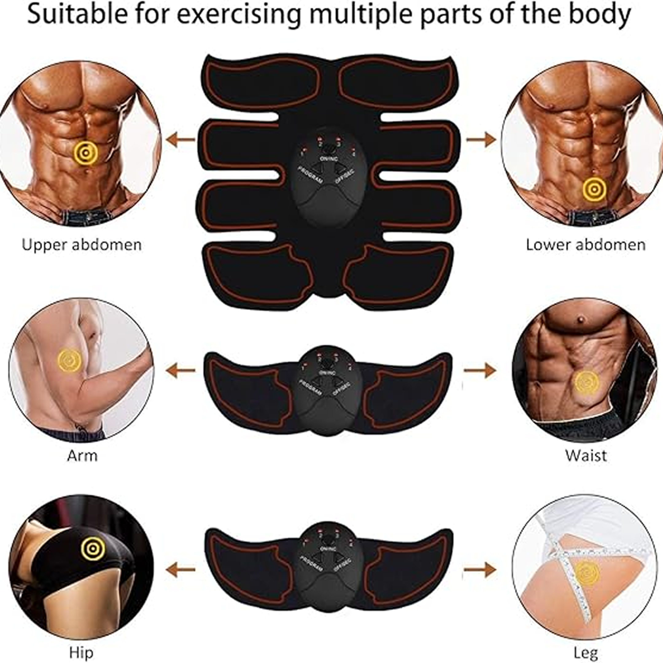 6 Pack ABS Stimulator Wireless Abdominal & Muscle Exerciser | EMS Body Massager | Fitness Abs Training Device for Muscle Toning