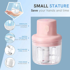 Electric Mini Garlic Chopper 250ml | USB Rechargeable Food Chopper with Stainless Steel Blades | Portable Kitchen Grinder