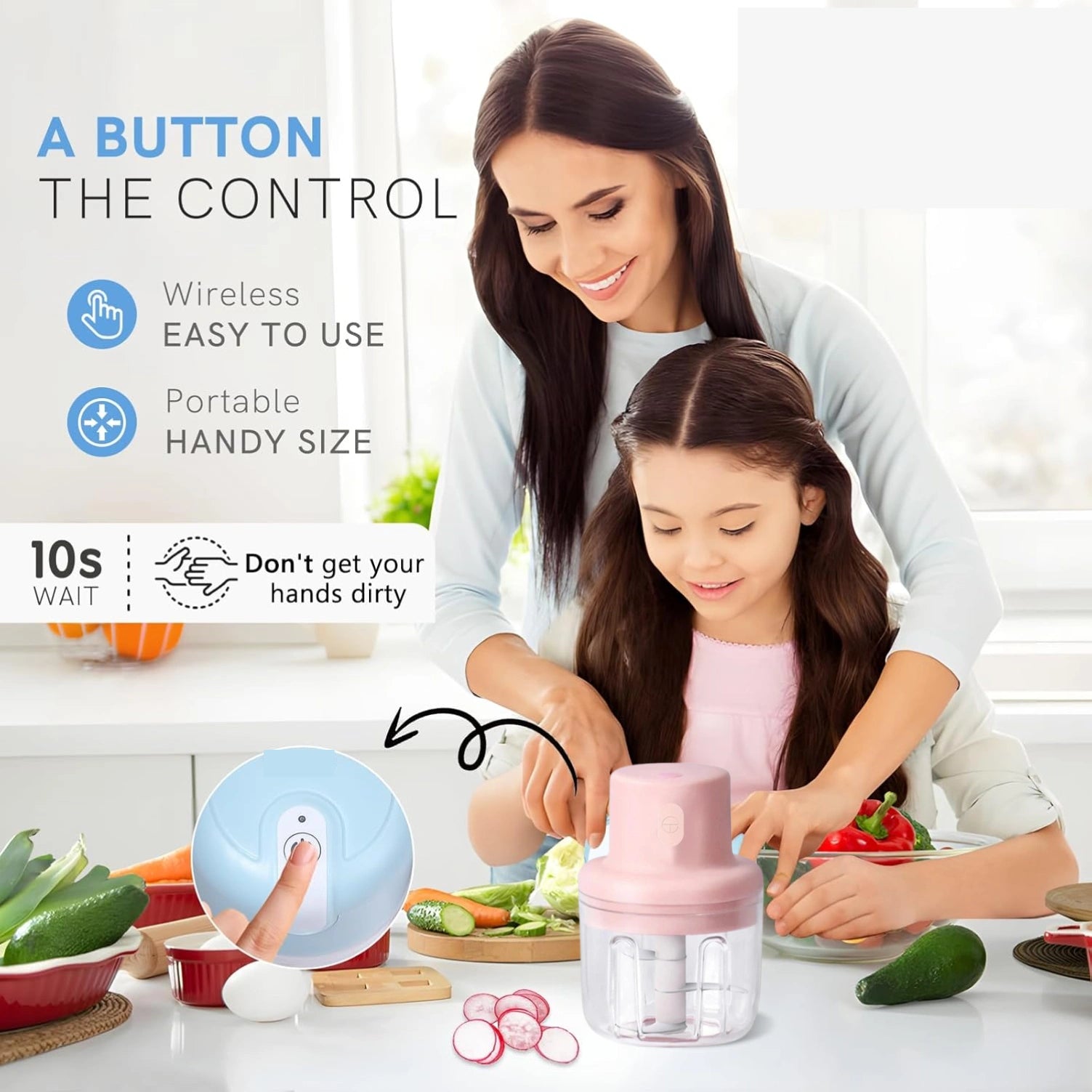 Electric Mini Garlic Chopper 250ml | USB Rechargeable Food Chopper with Stainless Steel Blades | Portable Kitchen Grinder