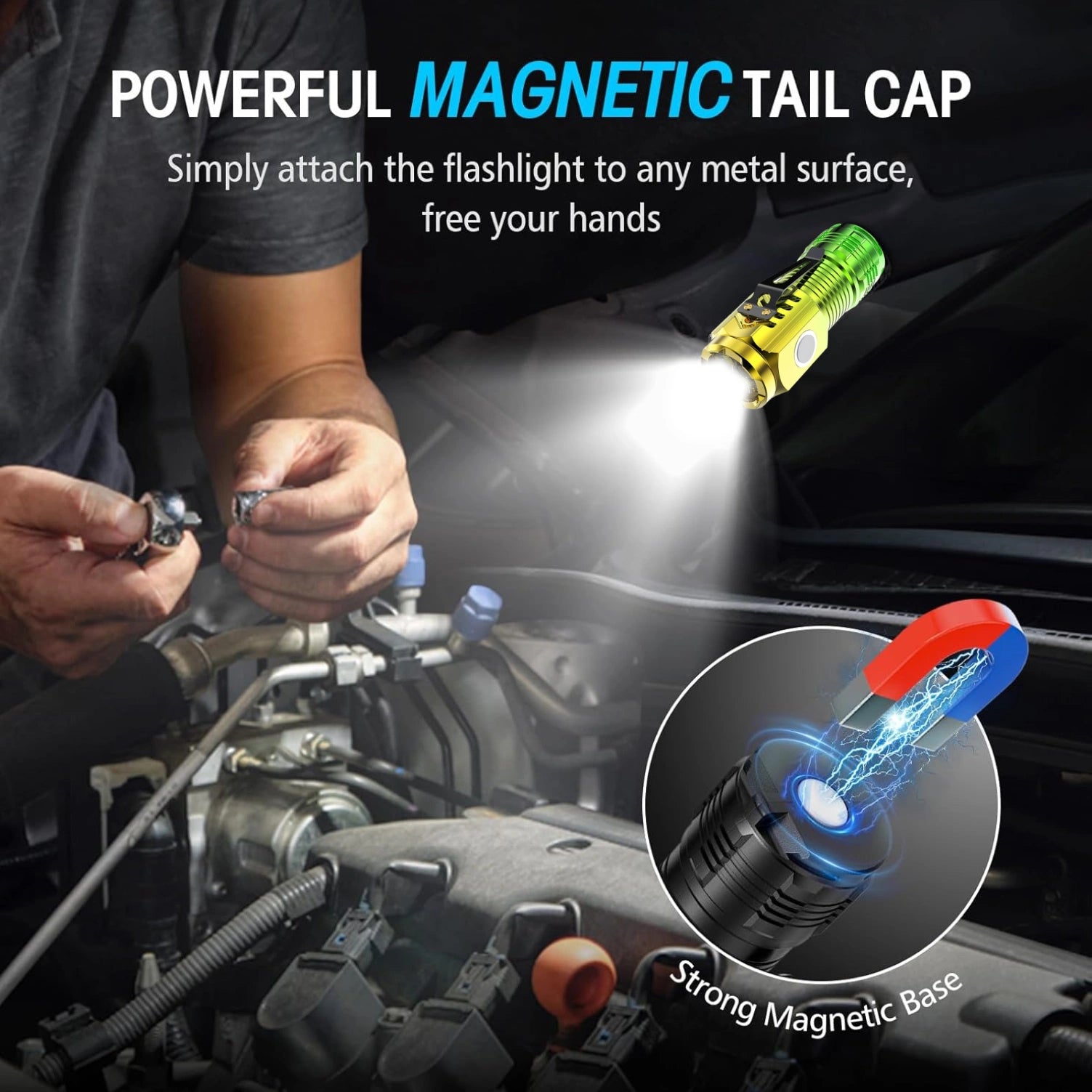 USB Rechargeable LED Flashlight | Mini Portable Torch with Clip & Magnetic Base | Multi-Mode Emergency Light